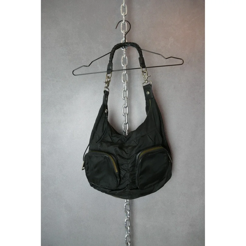 LAMB Gwen Stefani Black Nylon Hobo Bag with Braided‎ Handle